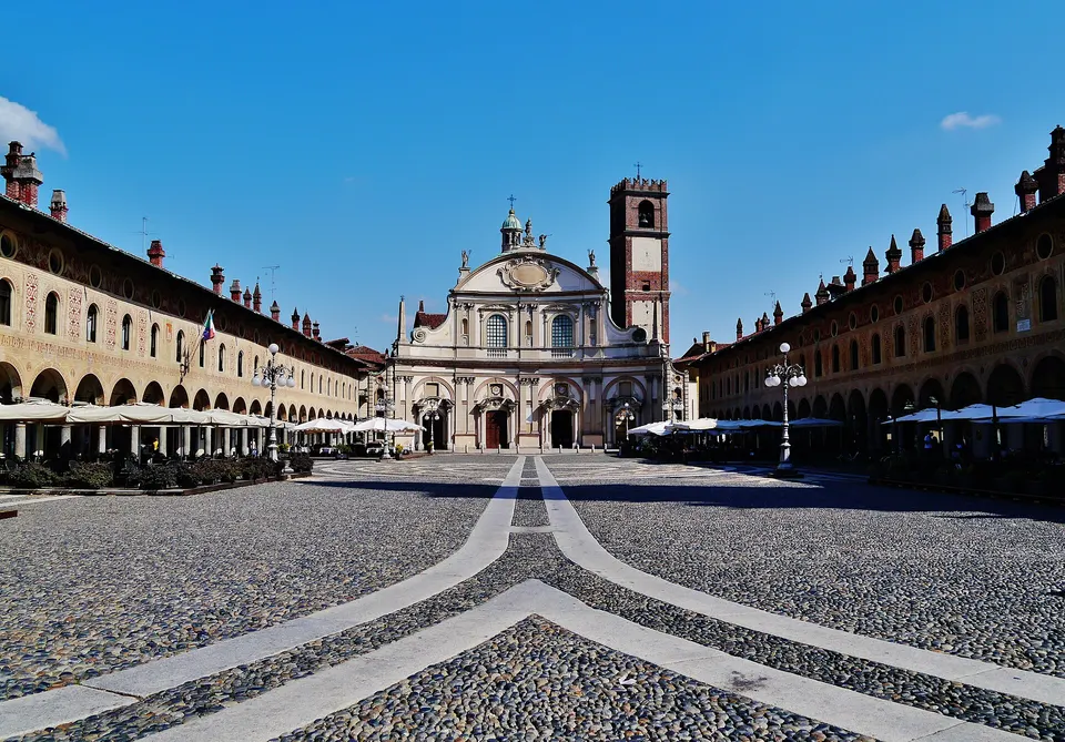 Ducal Square, Vigevano, Province of Pavia, Region of Lombardy, Italy
