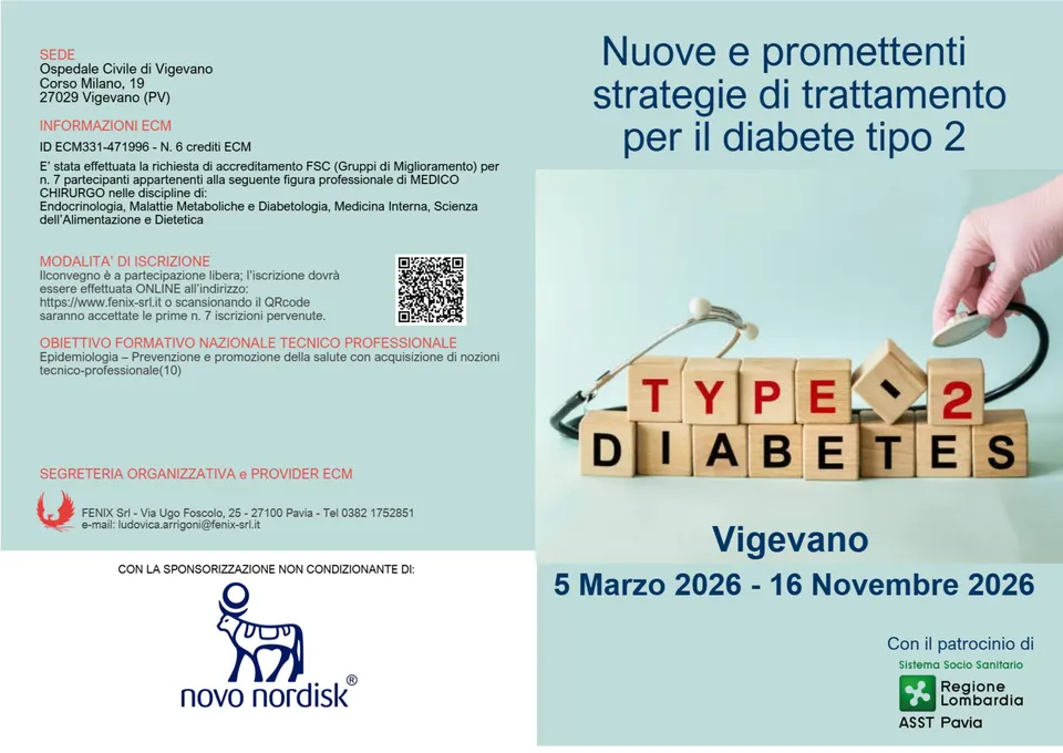 Vigevano, il 16 novembre il corso ASST su nuove terapie per il diabete tipo 2