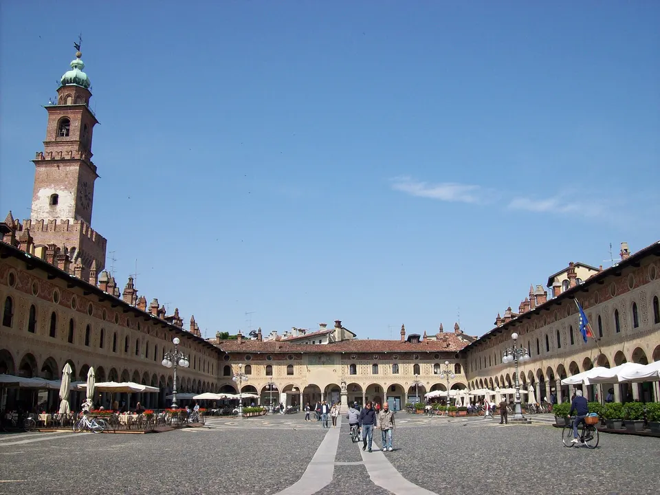 Piazza Ducale in Vigevano, province of Pavia, Italy