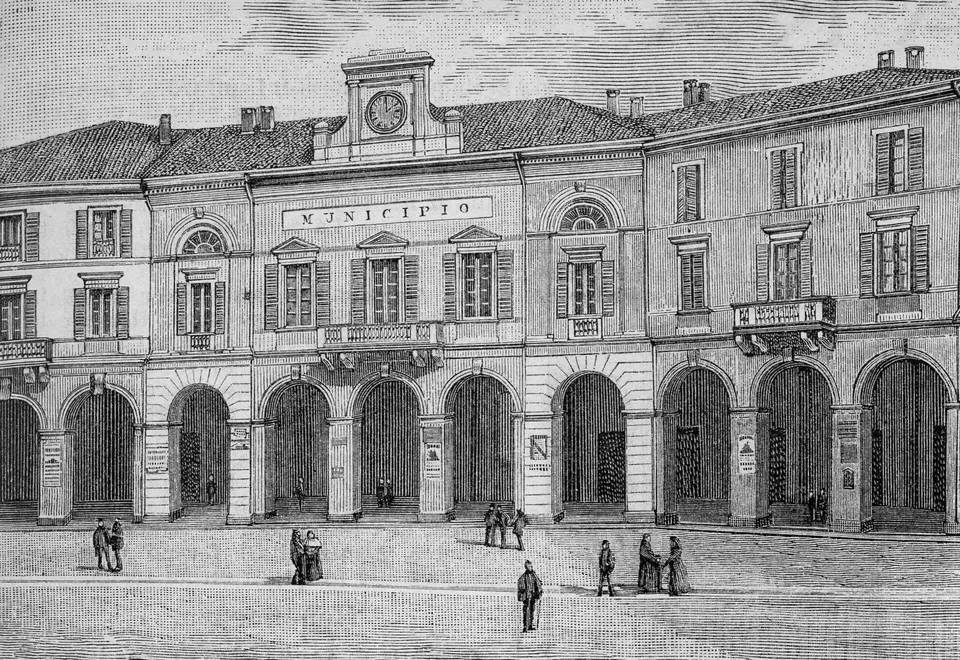 Municipio di Mortara (xilografia).
